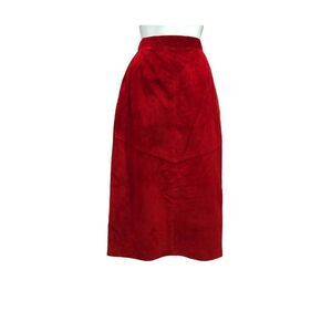 Evan Davis Vintage Pencil Red Suede Skirt Size 6